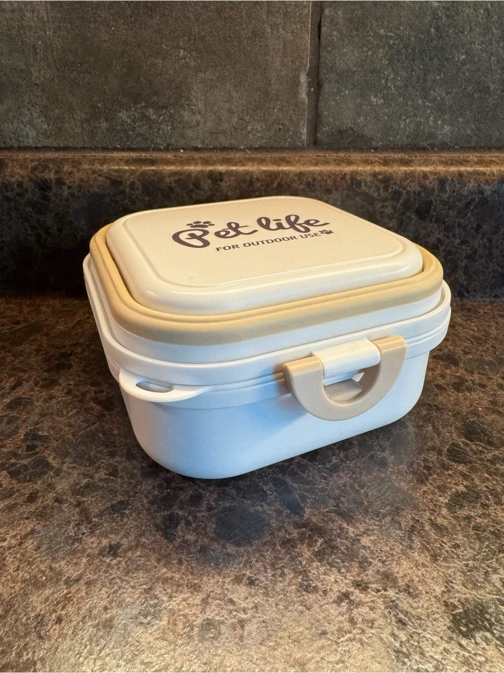 Pet Life Outdoor Travel Pet Bowl - Cream and Tan